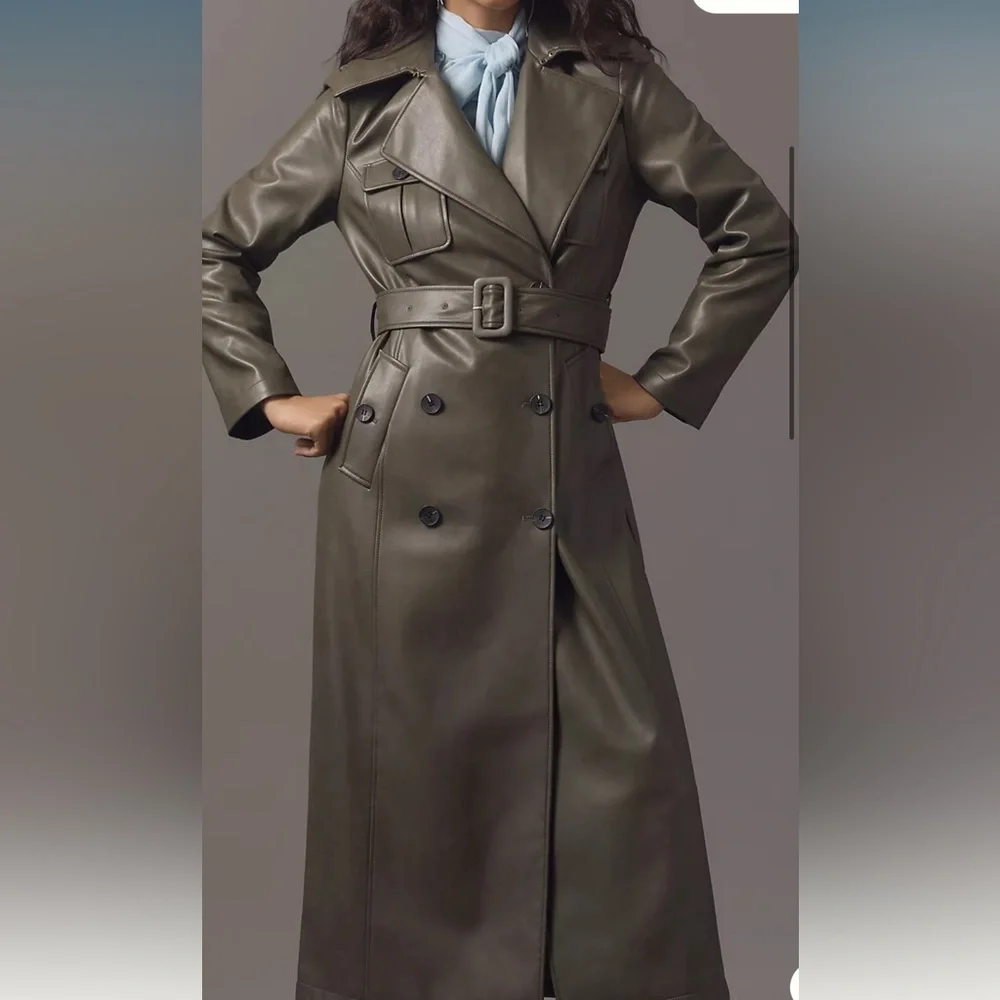 Avec Les Filles Olive Double-Breasted Trench Coat - Picture 1 of 4
